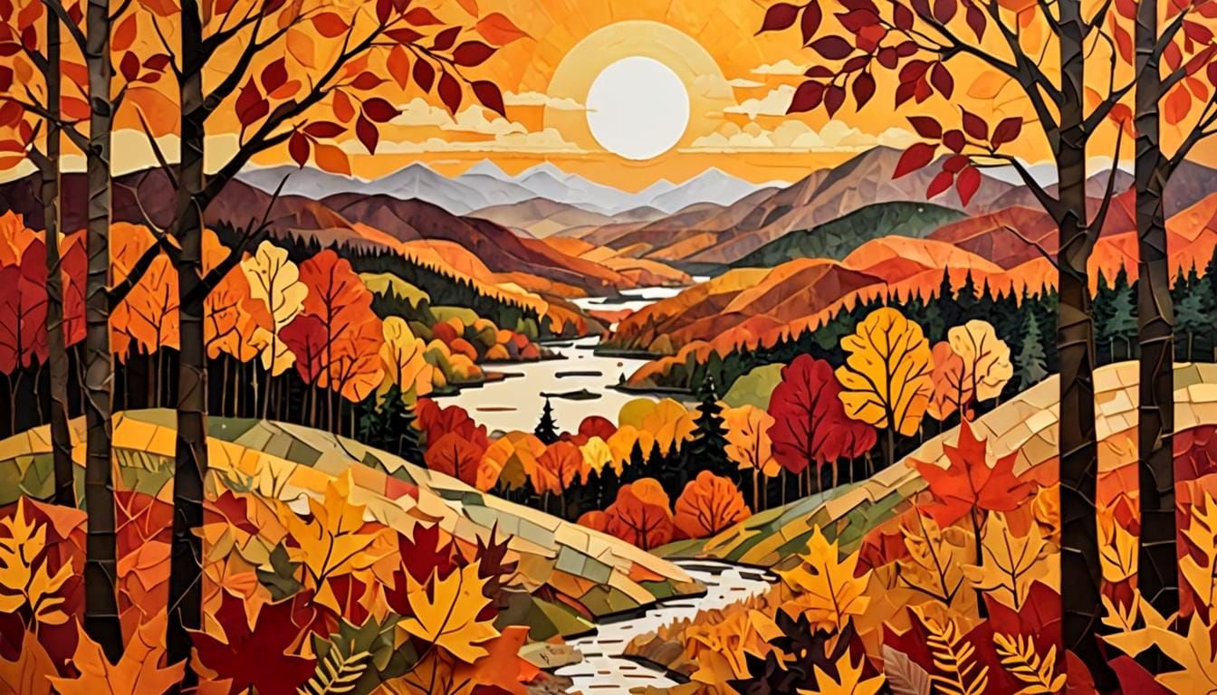 Spectacular Autumn Sunrise Fine-Art Paper Collage