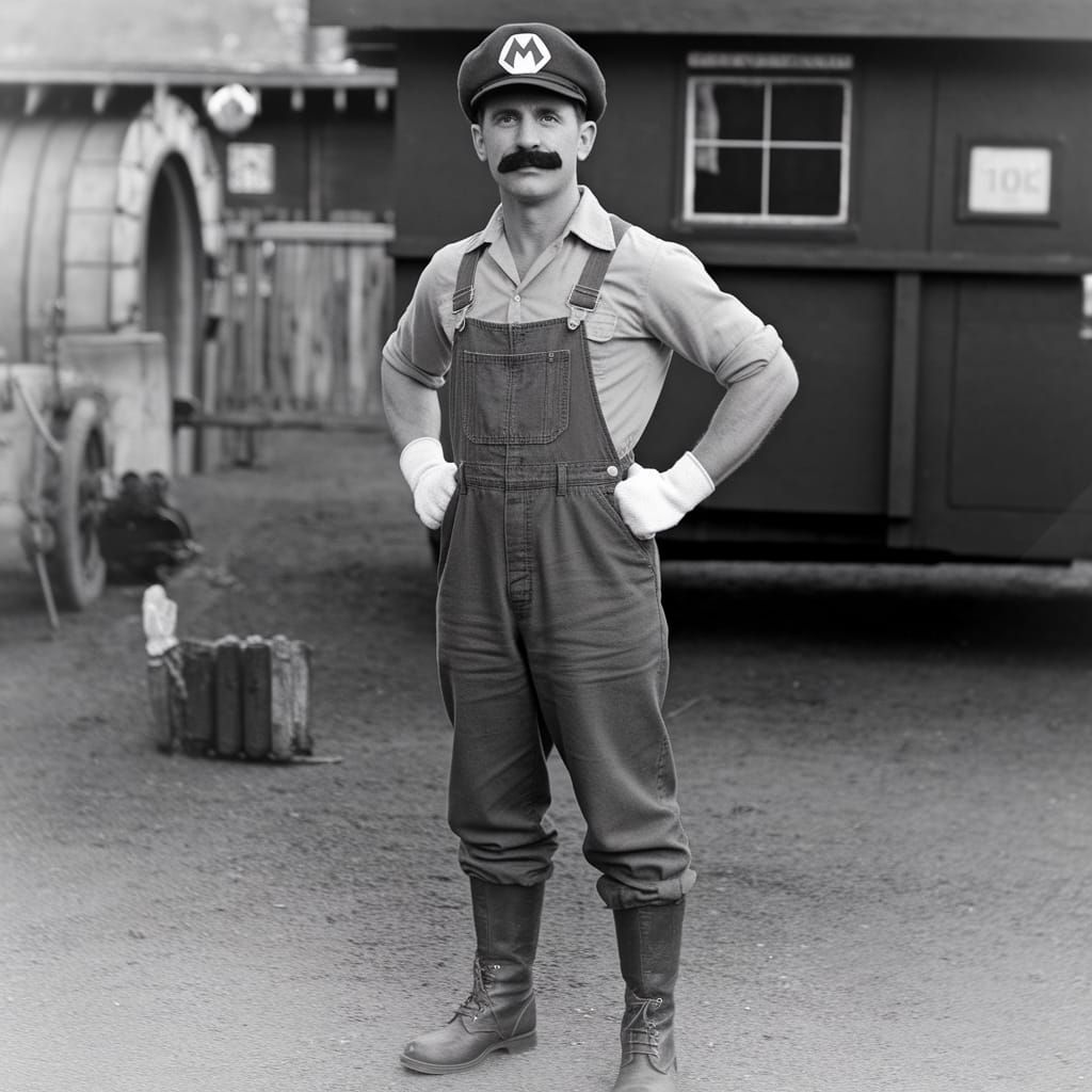 Comedic Legend Channels Super Mario in Vintage Black and Whi...