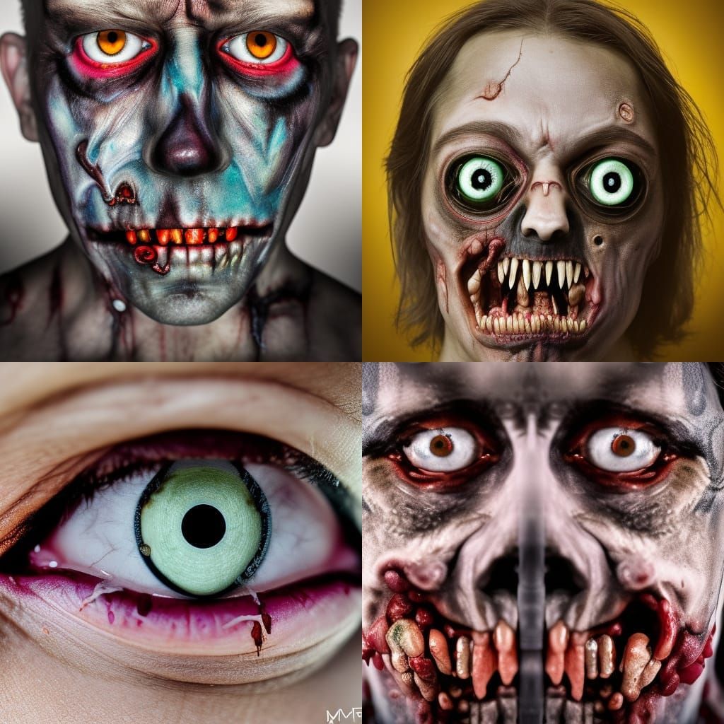 Scary Zombie Portrait with Intense Eyes