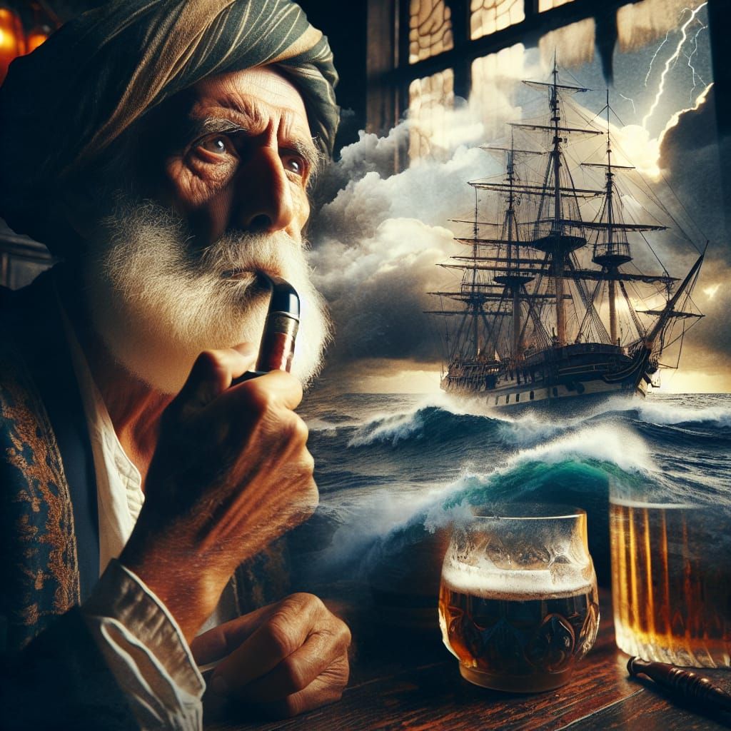 Sailor's Life: Double Exposure in Romanticism Style