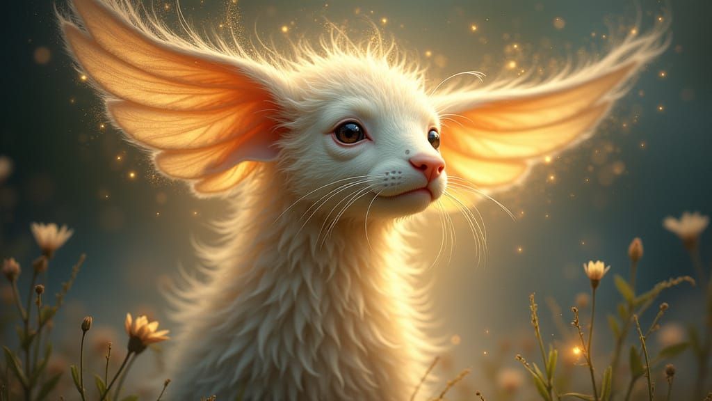 Surreal Mythical Creature Radiates Peaceful Energy Under Sof...