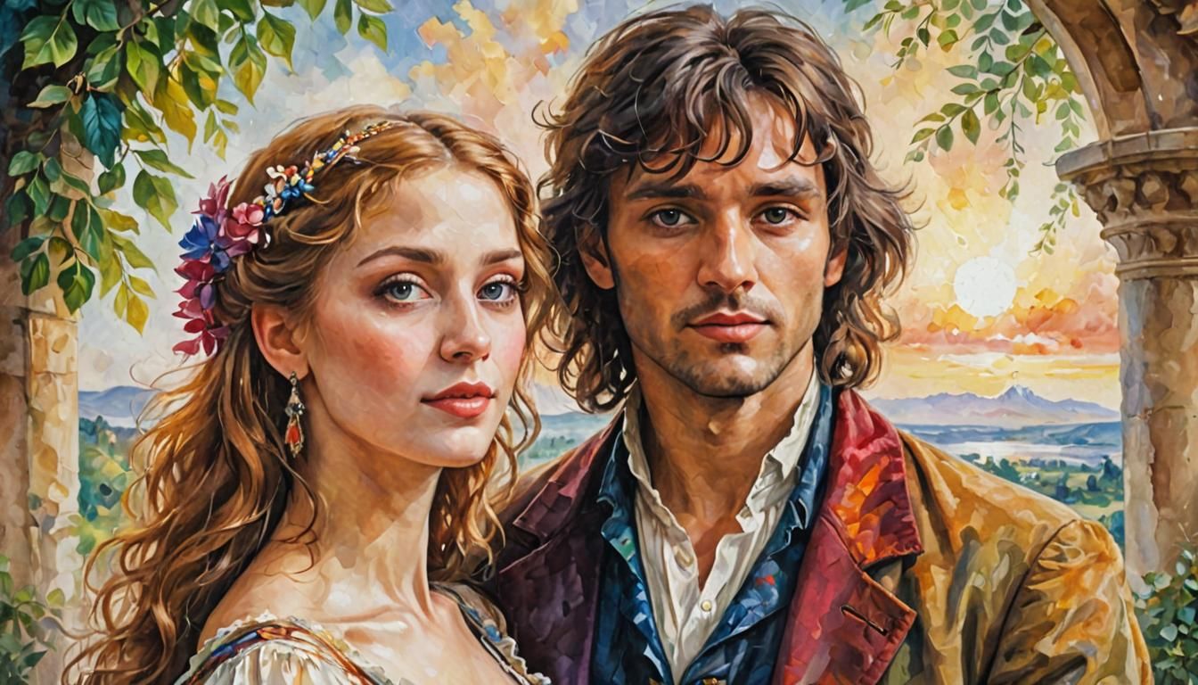 Expressionist Portrait of a Couple in High-Key Colors