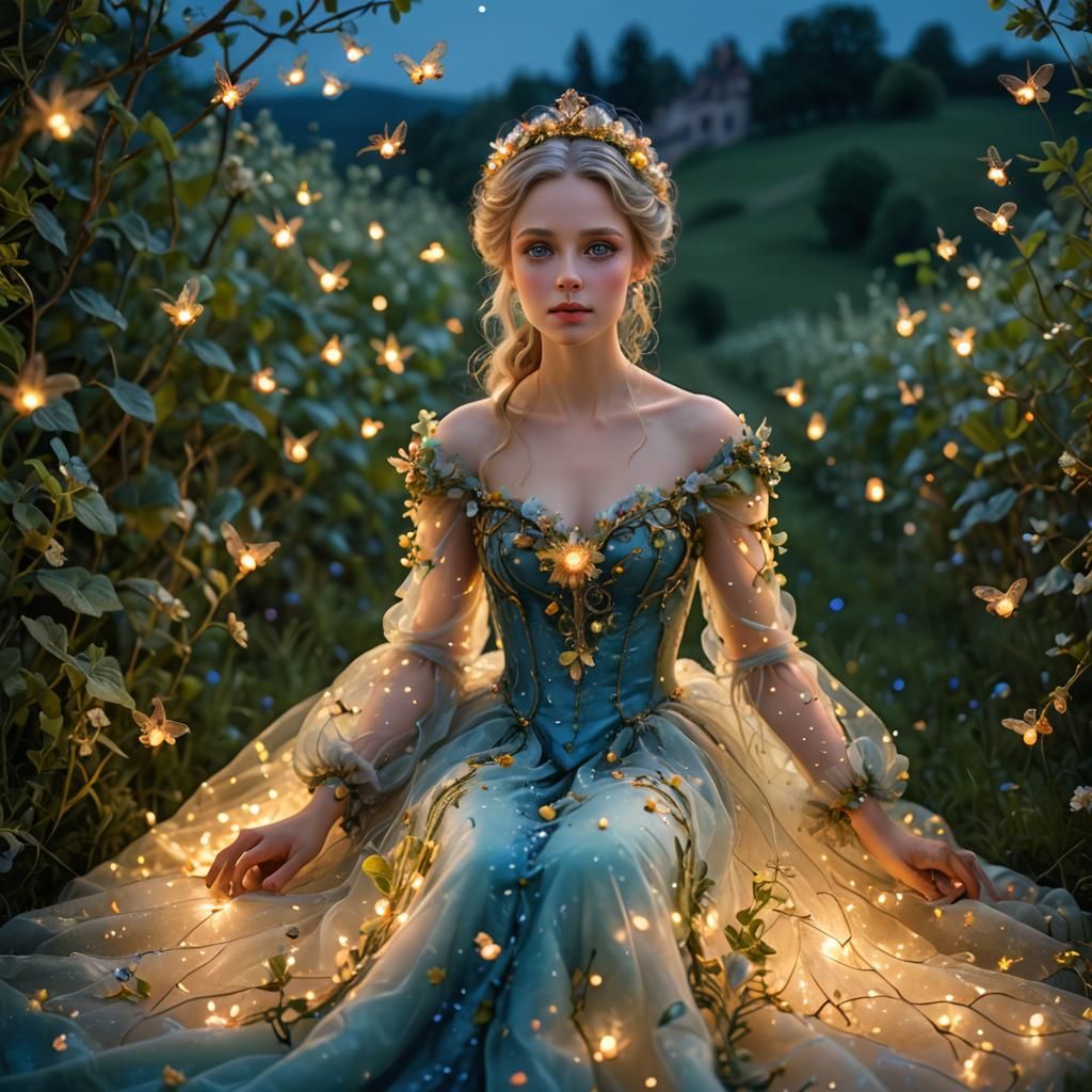 Miniature Rococo Princess in Summer Orchard