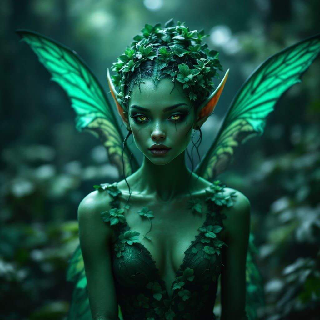 Enchanting Fairy Goblin with Ivy Wings