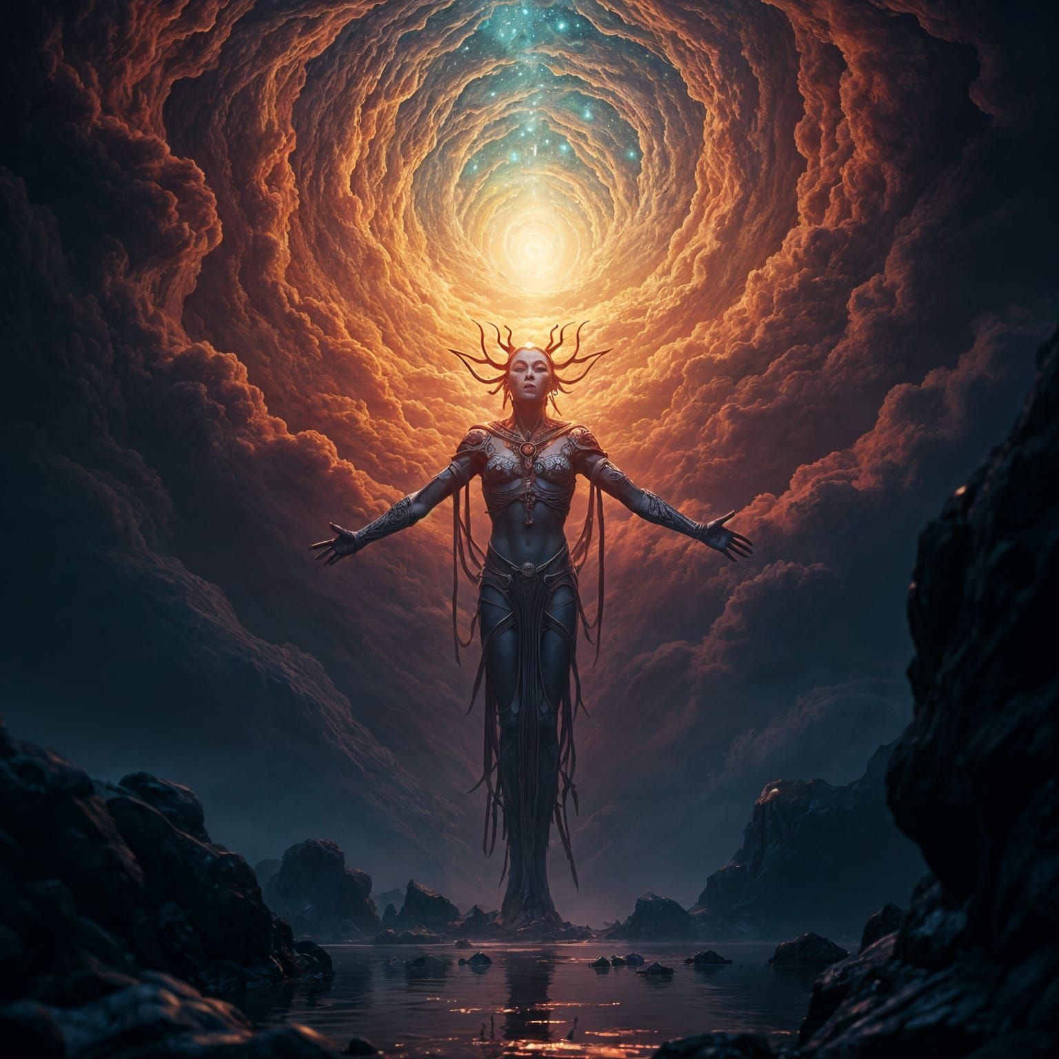 Superior Being Guided by Pineal Gland: Fantasy Art