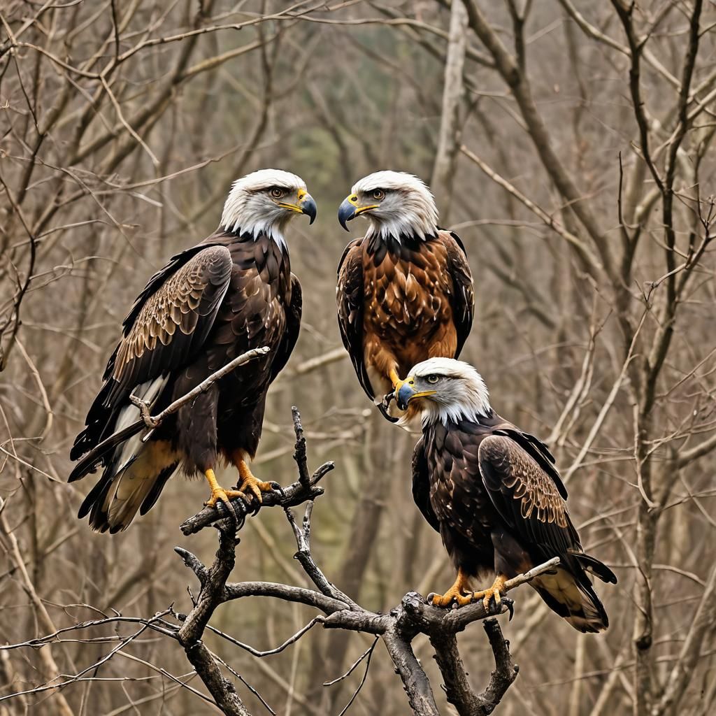 Eagles, Buffalo and Native American on the Prairie
