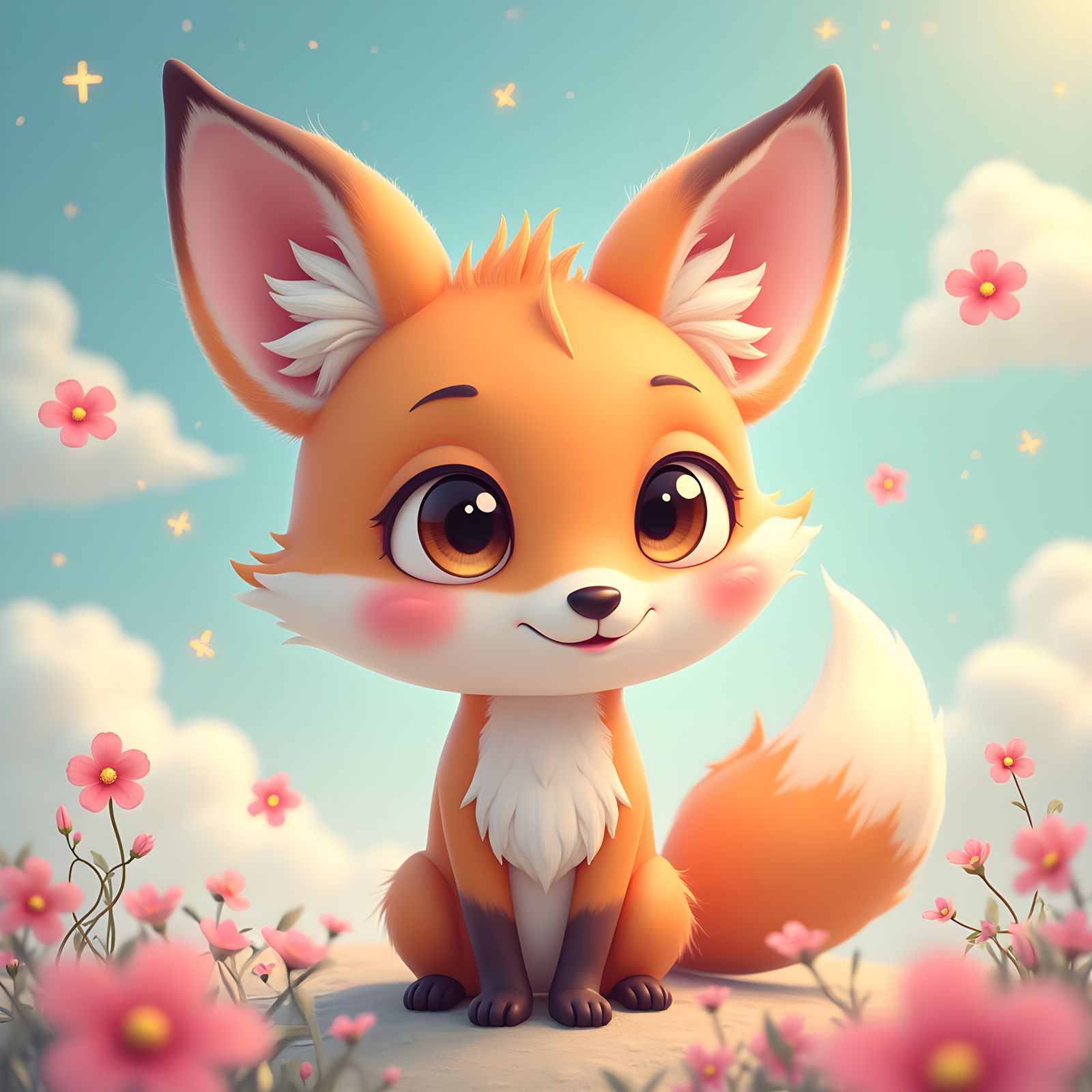 Dreamy Kawaii Animal in Pastel Wonderland