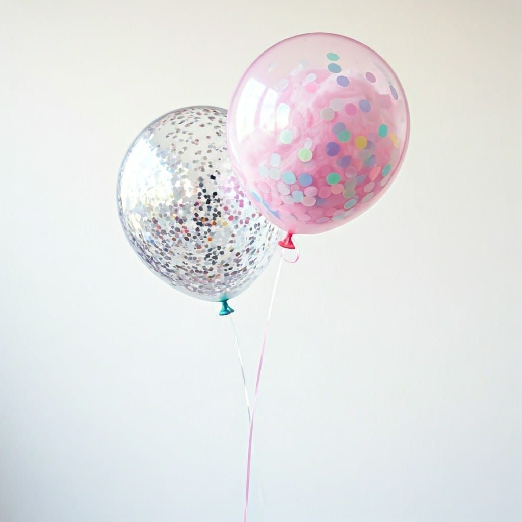Pastel Balloons with Glitter and Confetti