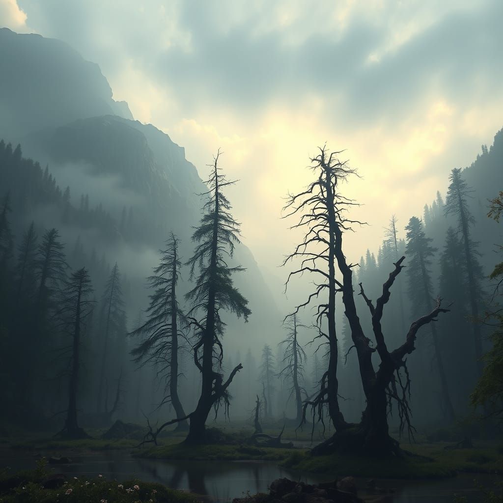 Misty Forested Swamp: Digital Matte Painting