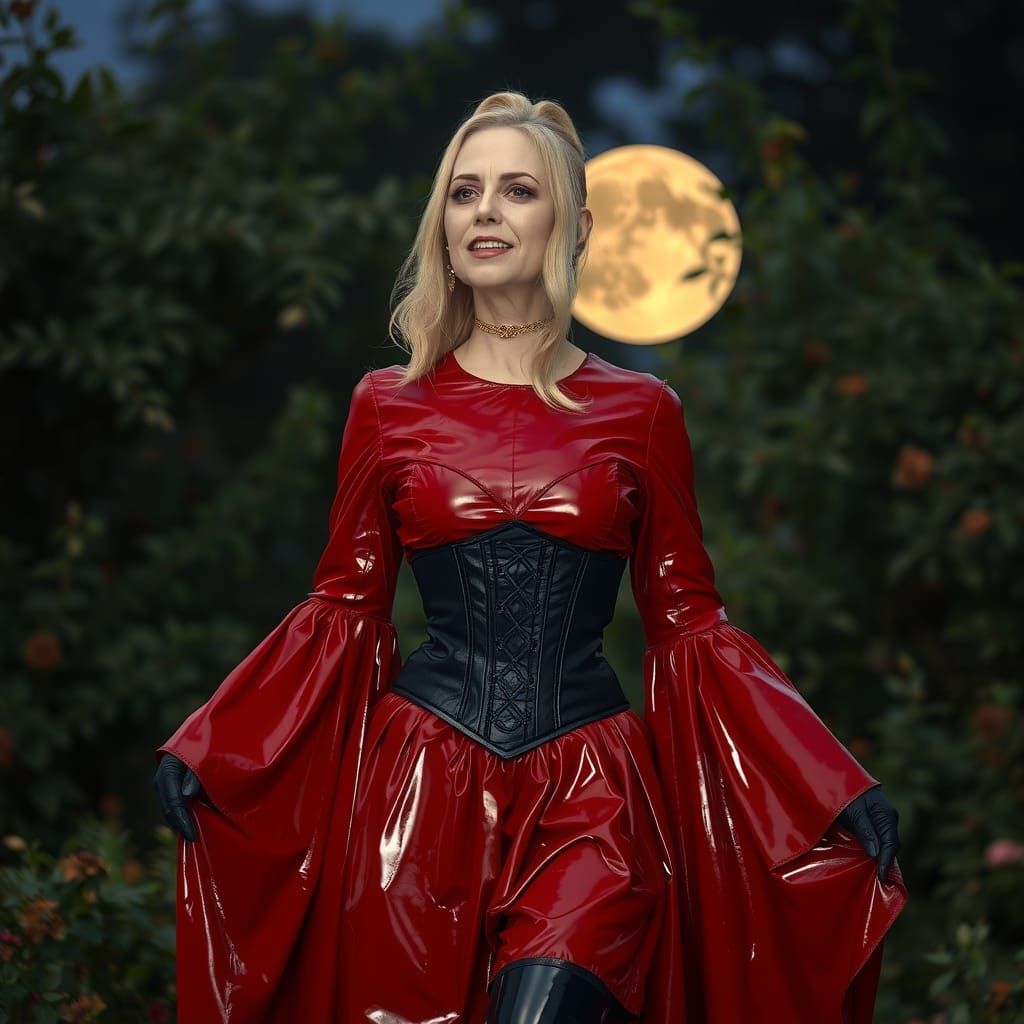 Elegant Vampire in Moonlit Garden, a Victorian Portrait