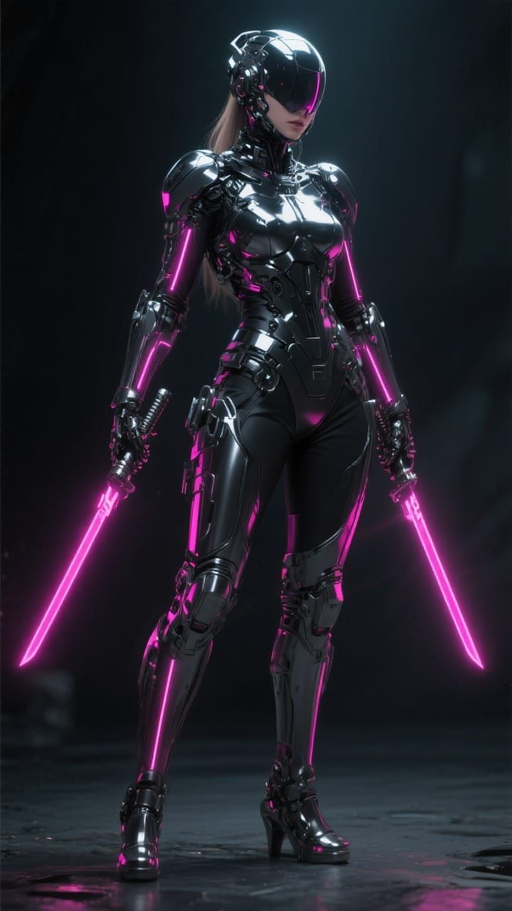Futuristic Cyber Mech Suit Character Design in Hyper-Realism