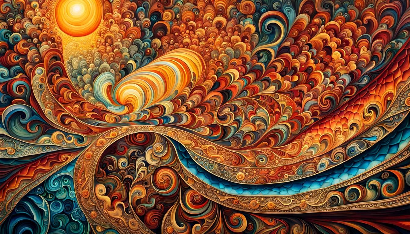 Vibrant Surrealist Painting of Modern Life