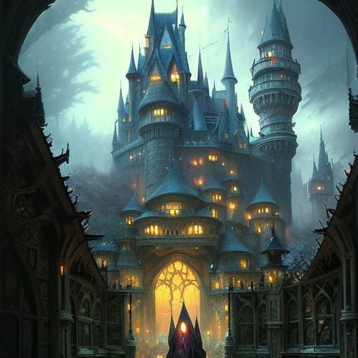 Fantasy Castle Overlook: Hyperdetailed Digital Matte Paintin...