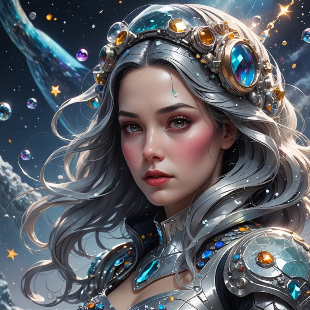 Snow White Space Mermaid Cosmonaut Portrait