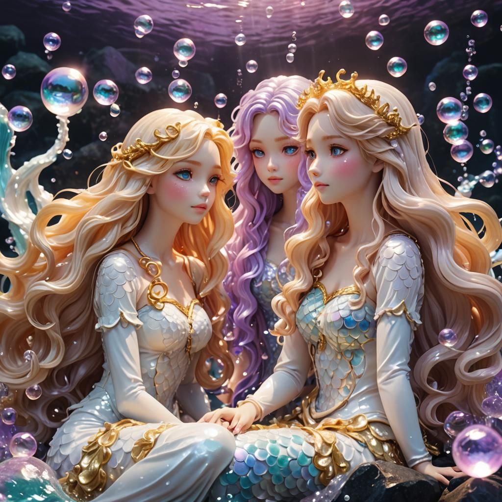 Two Anime Mermaids in a Gushing Sea