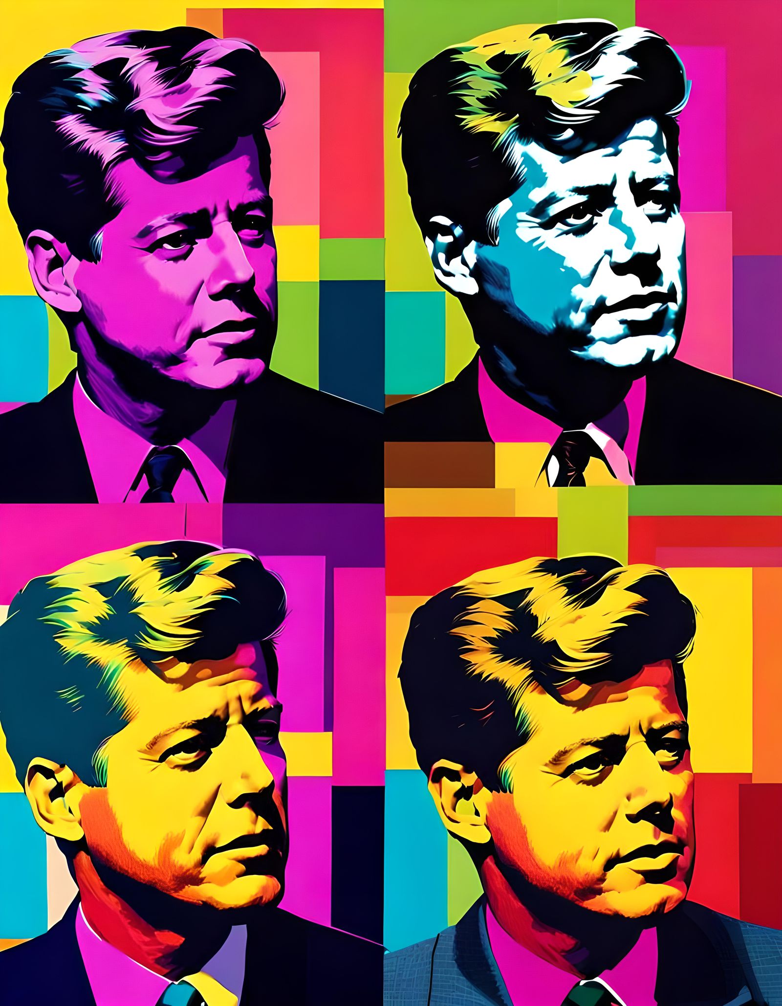 Pop Art Portraits of JFK in Warhol Style