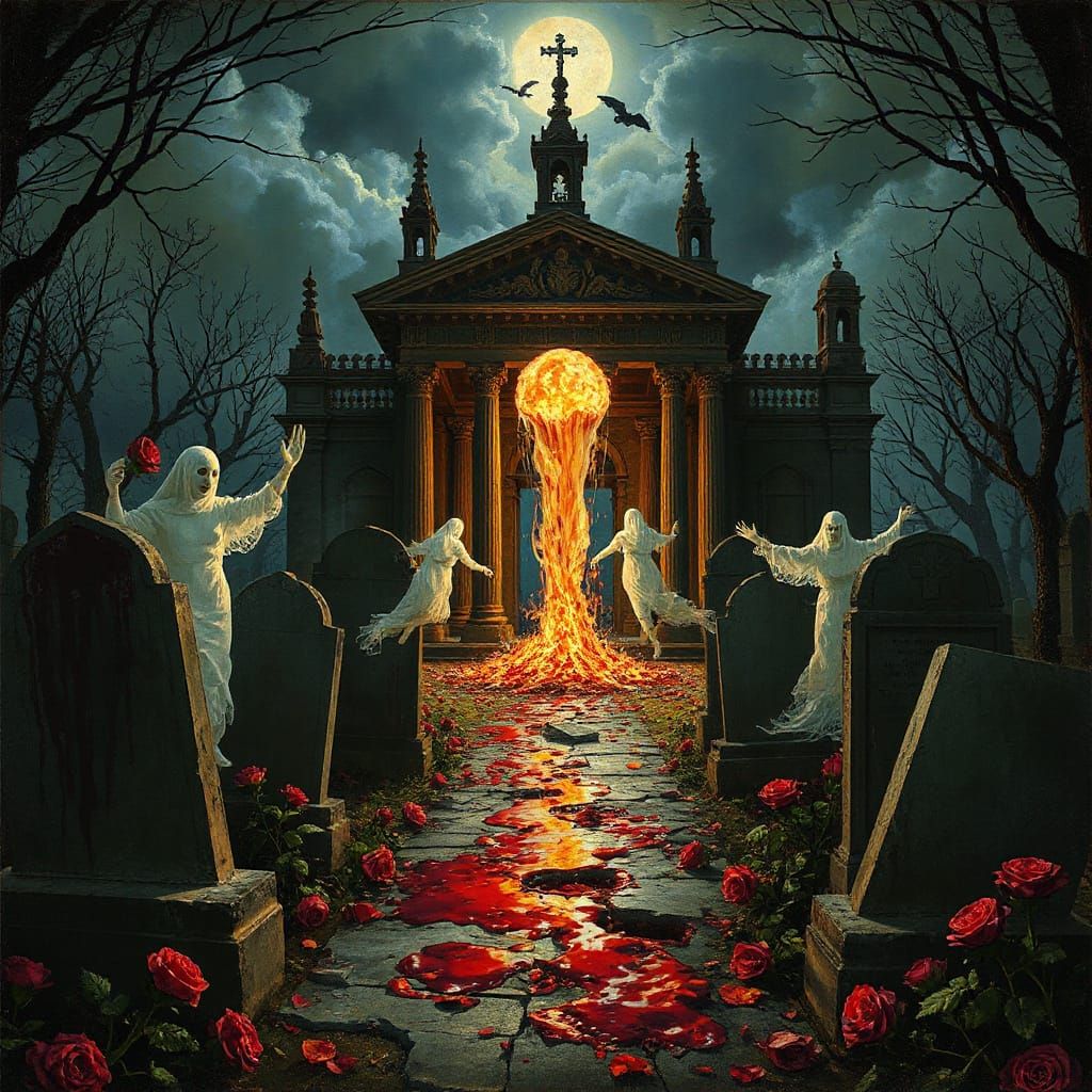 Macabre Mausoleum Illustration in Golden Age Style