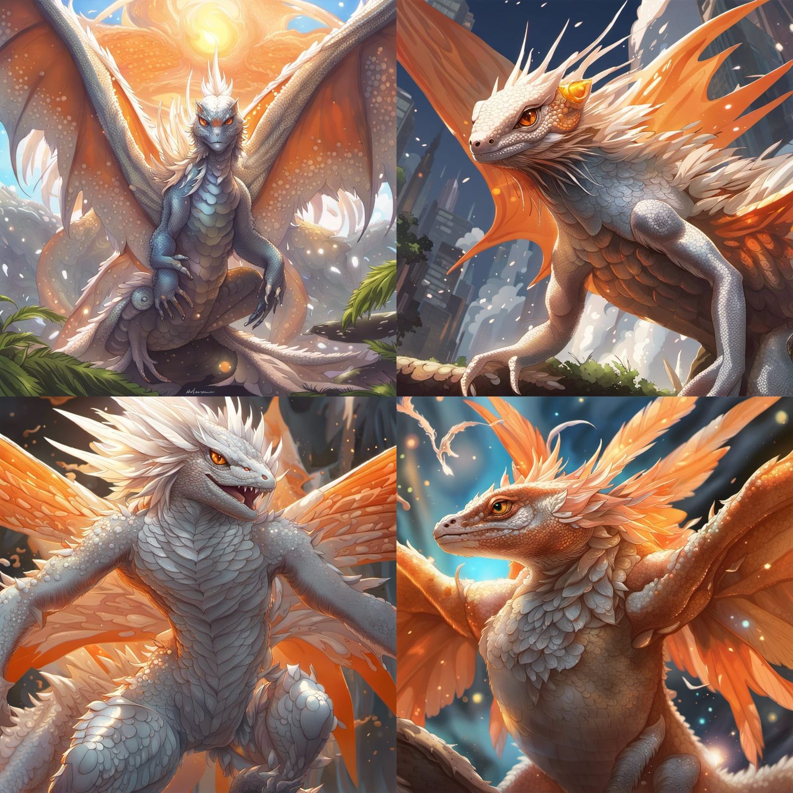 Anime Style Lizard with Pearlescent Scales