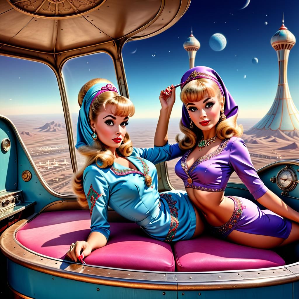 Retro 60's Pinup Girl in Hyperrealistic Detail