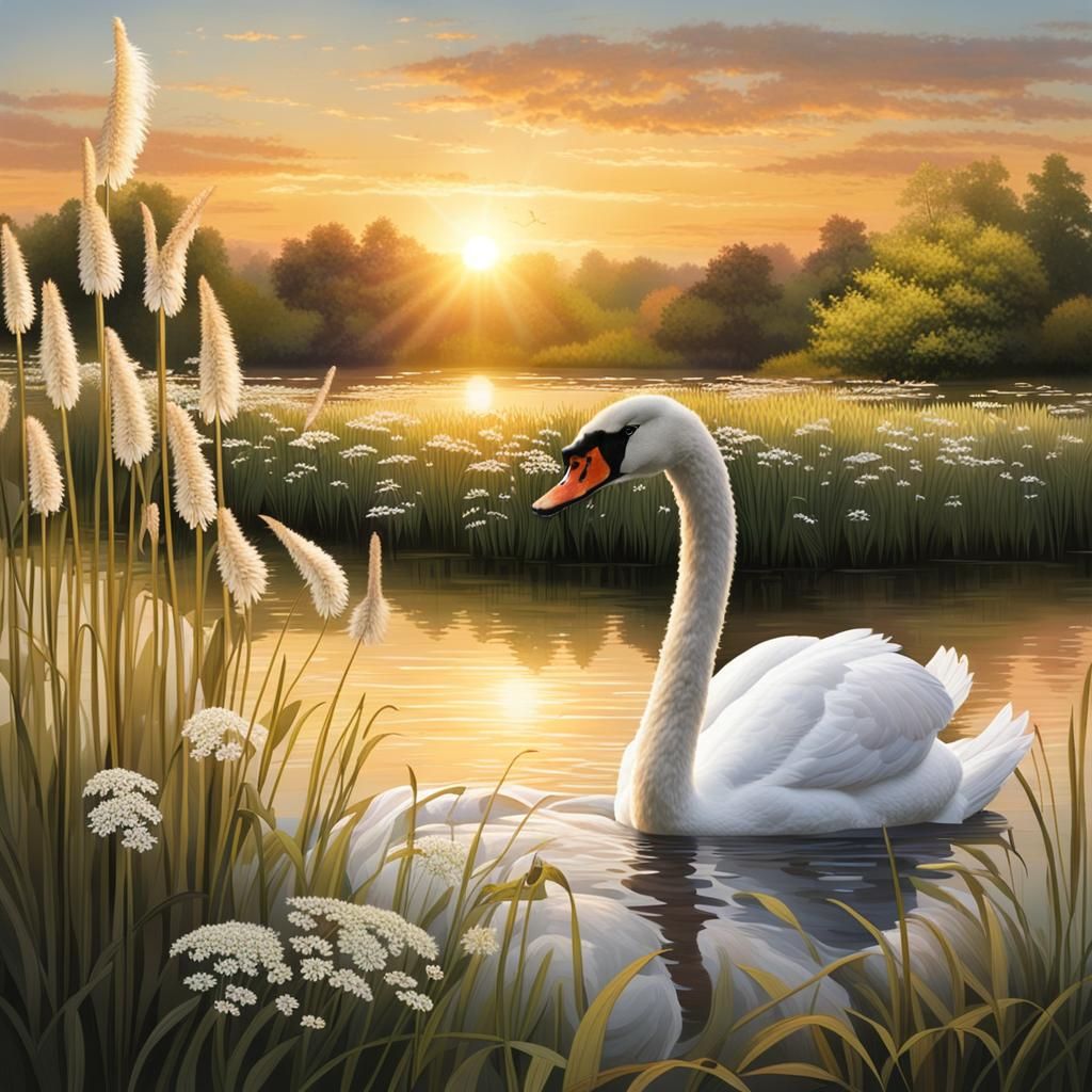 Serene Swan at Sunset