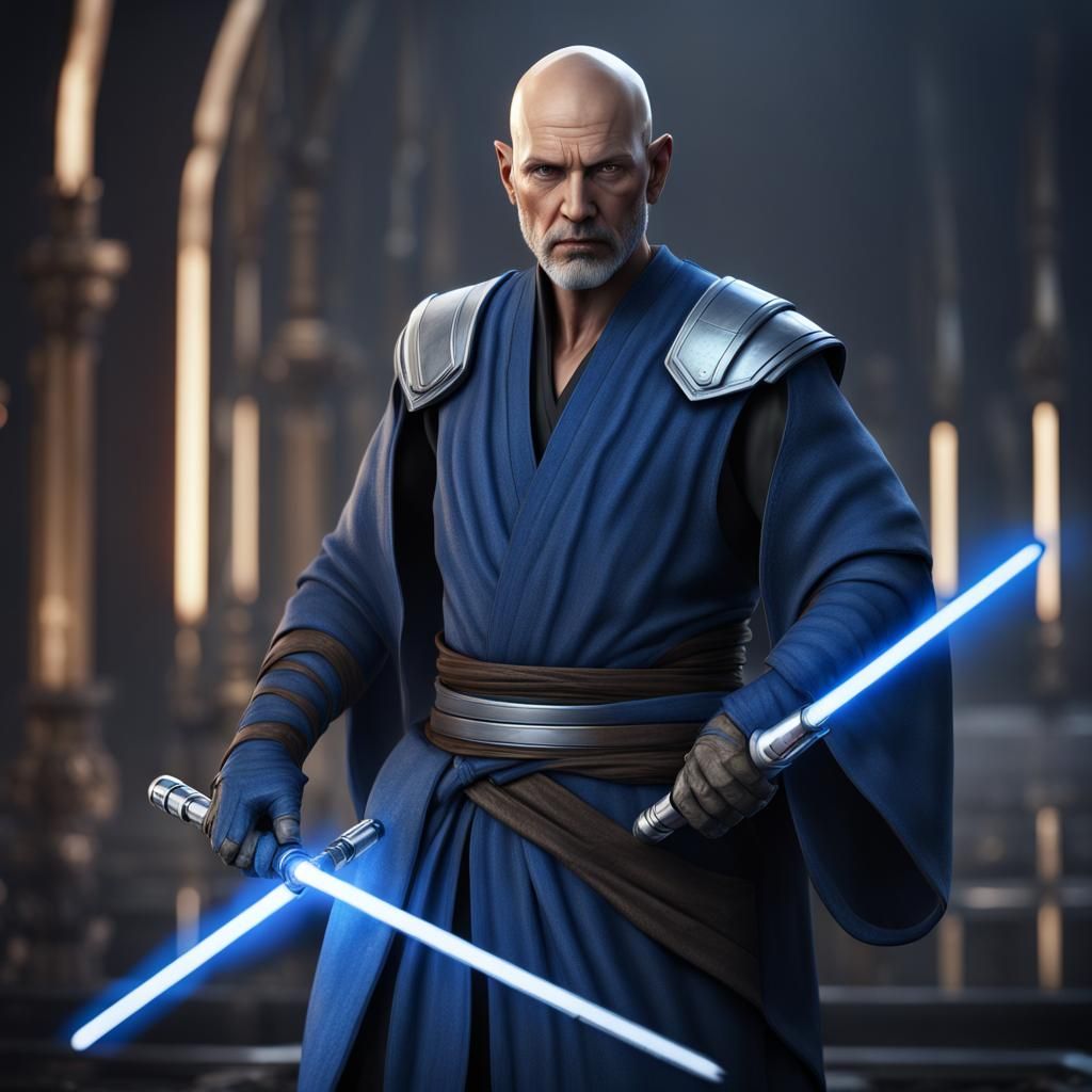 Jedi Master with Scar in Detailed Matte Painting