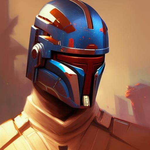 Detailed Portrait of Jango Fett in Digital Art Style