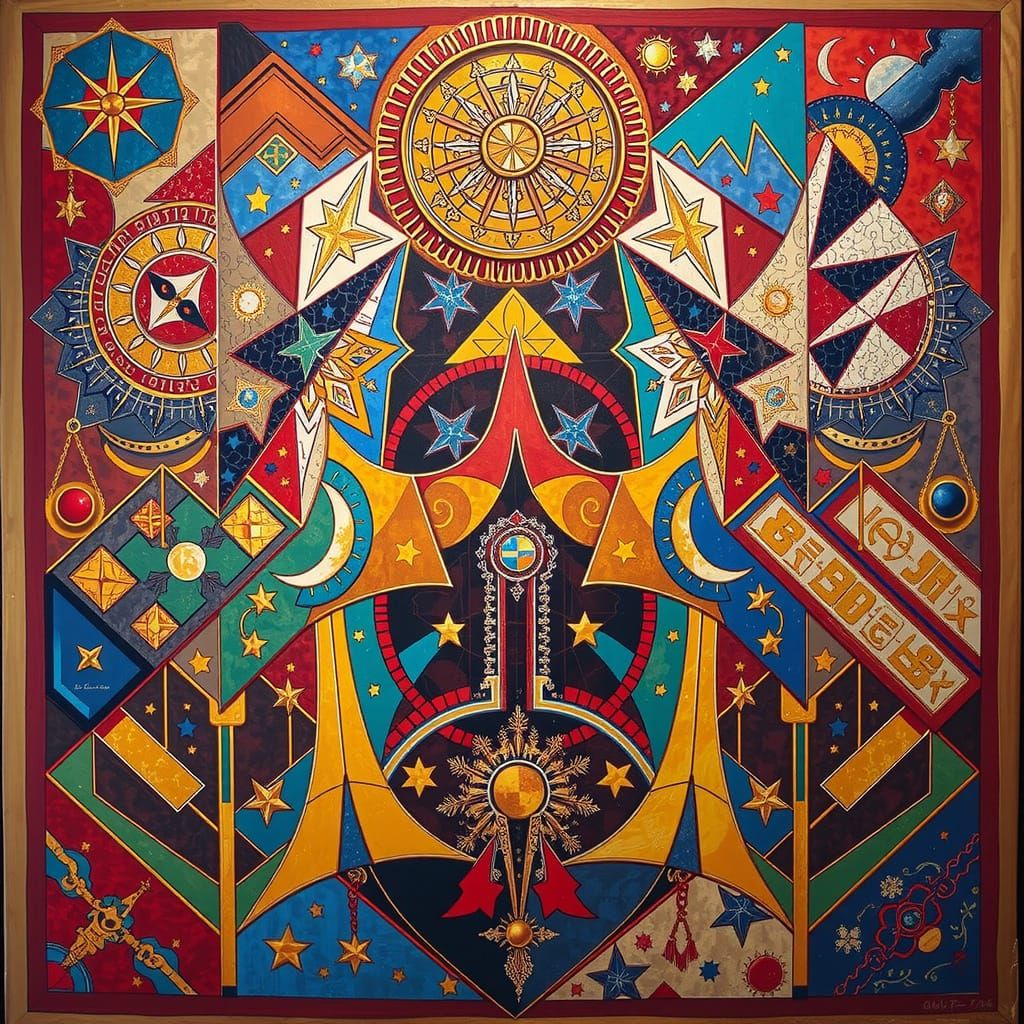 Abstract Geometric Composition: Bold Colors and Shapes