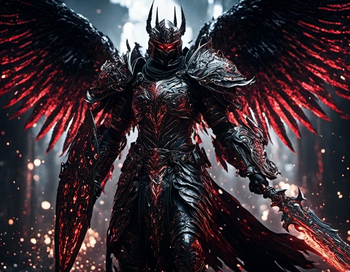 Winged Warrior in Intricate Battle Armor