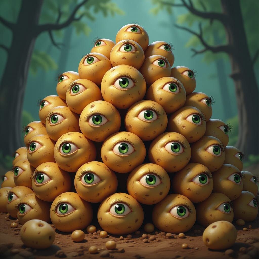 Creepy Potatoes With Real Eyes illustration