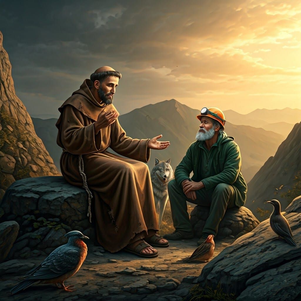St. Francis Preaching to Animals in Rustic Realism