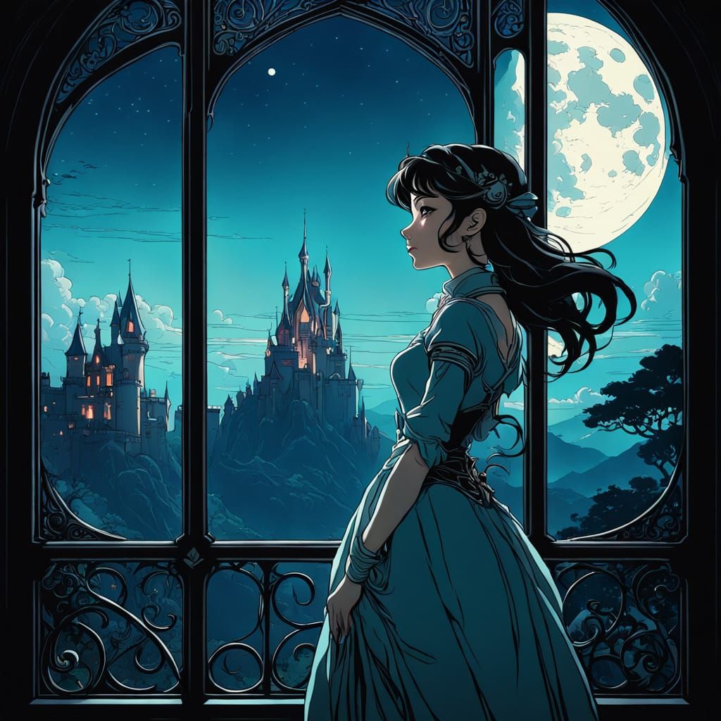 Girl Under the Moonlit Castle Window
