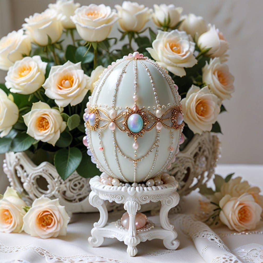 Elegant Faberge Egg with Nursery Scene