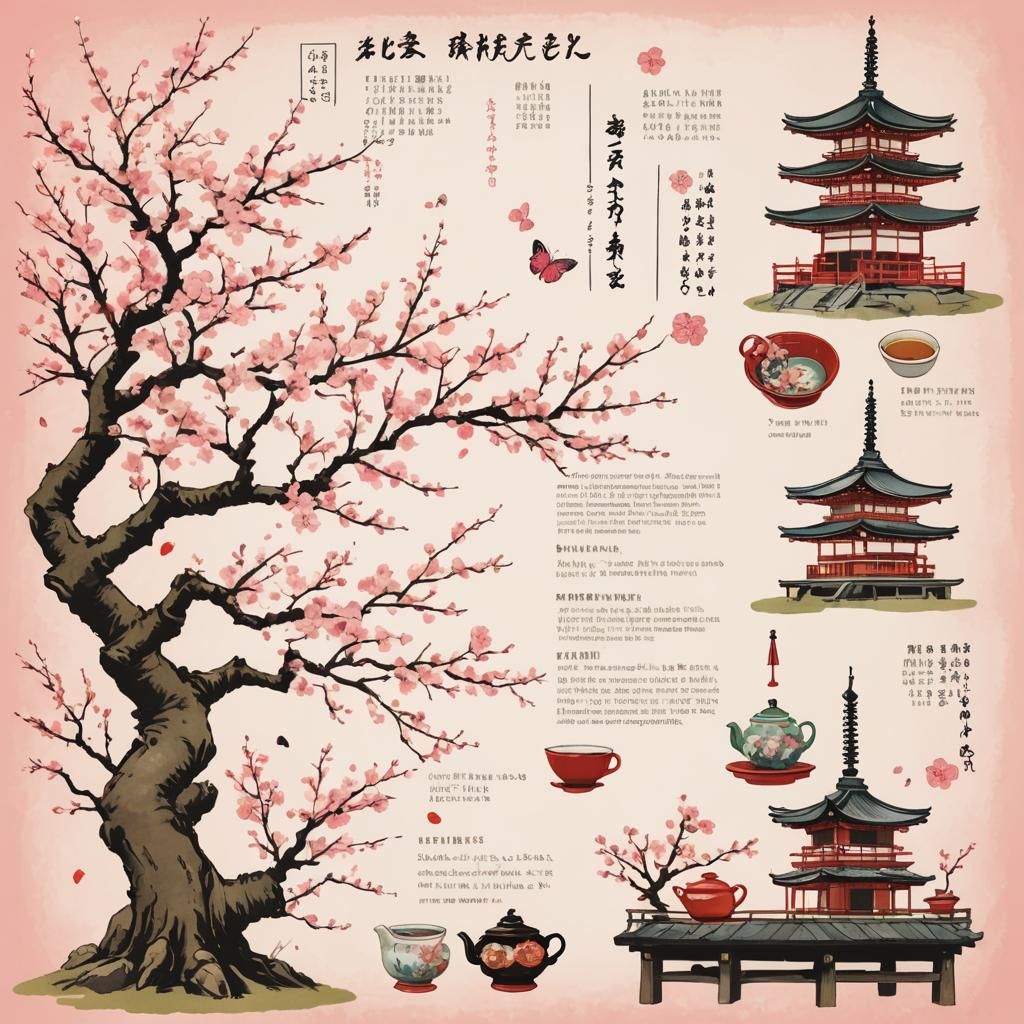 Magical Cherry Blossom Travel Guide Illustration