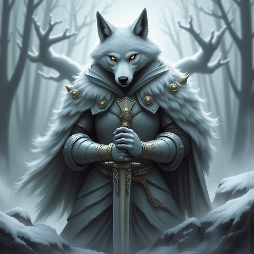 Mysterious Winter Scene in Cyberpunk Style