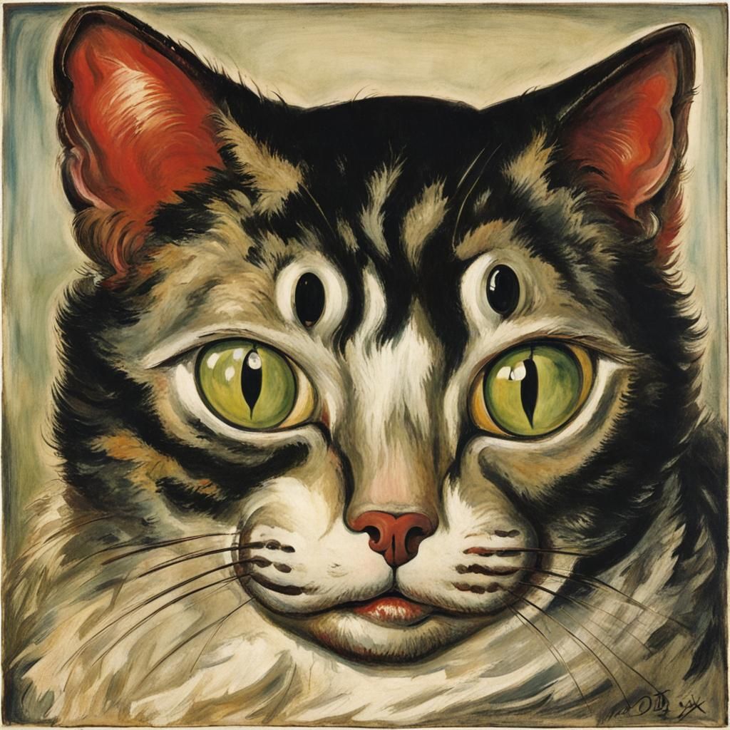 Cat Portrait in Style of Otto Dix