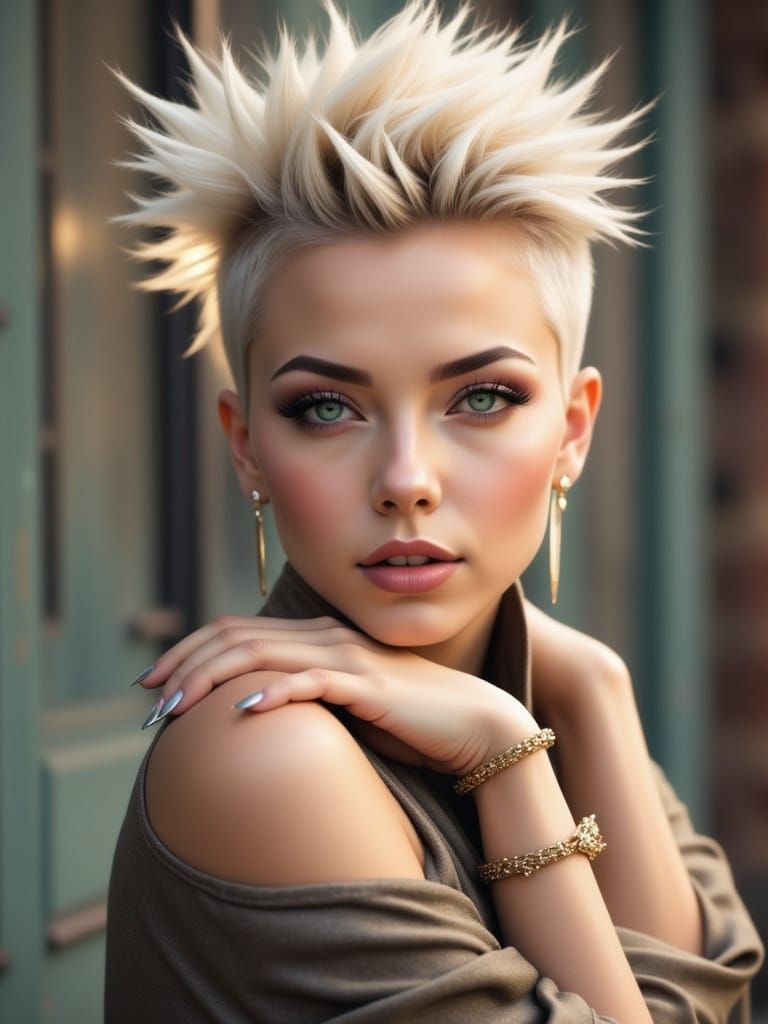 Hyperrealistic Anime Woman with Platinum Hair