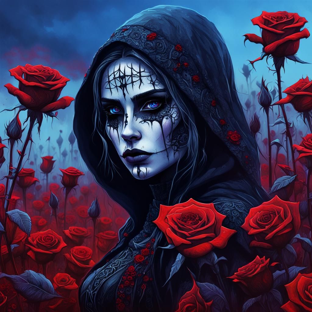 Gothic Girl Hunter in Rose Field: Splash Art