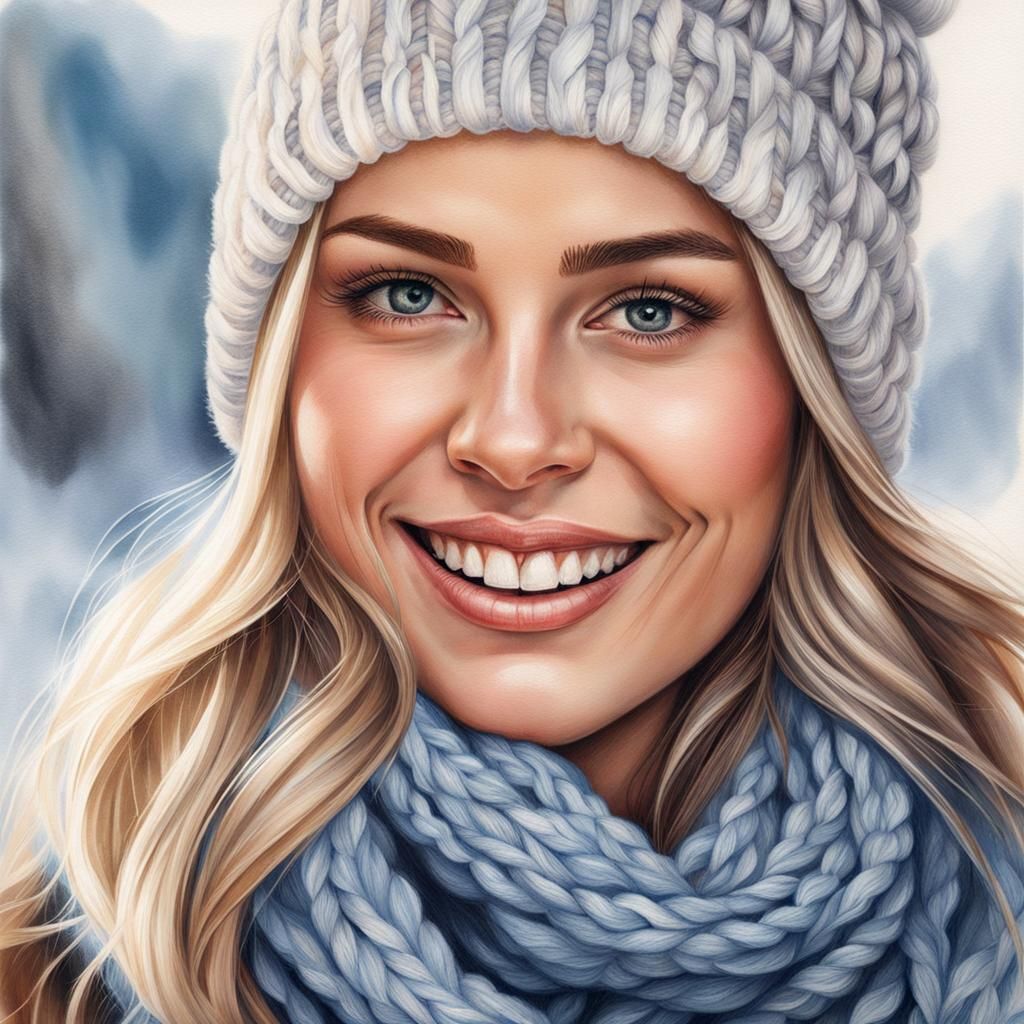 Gorgeous Woman Portrait in Colored Pencil Illustration