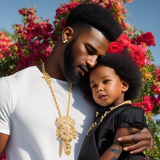 Black Father and Son in Rococo Style