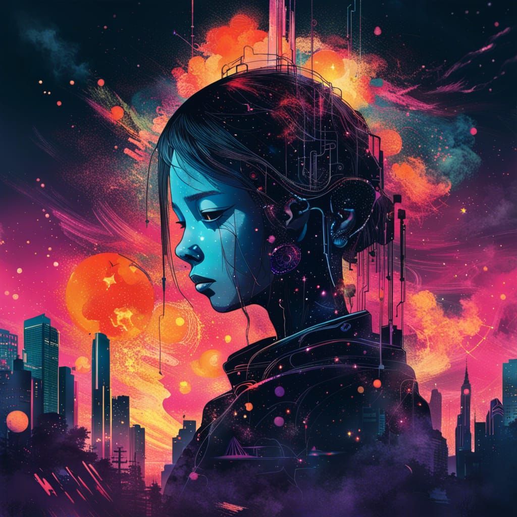 Cyberpunk Fantasy Book Cover Illustration in 8k