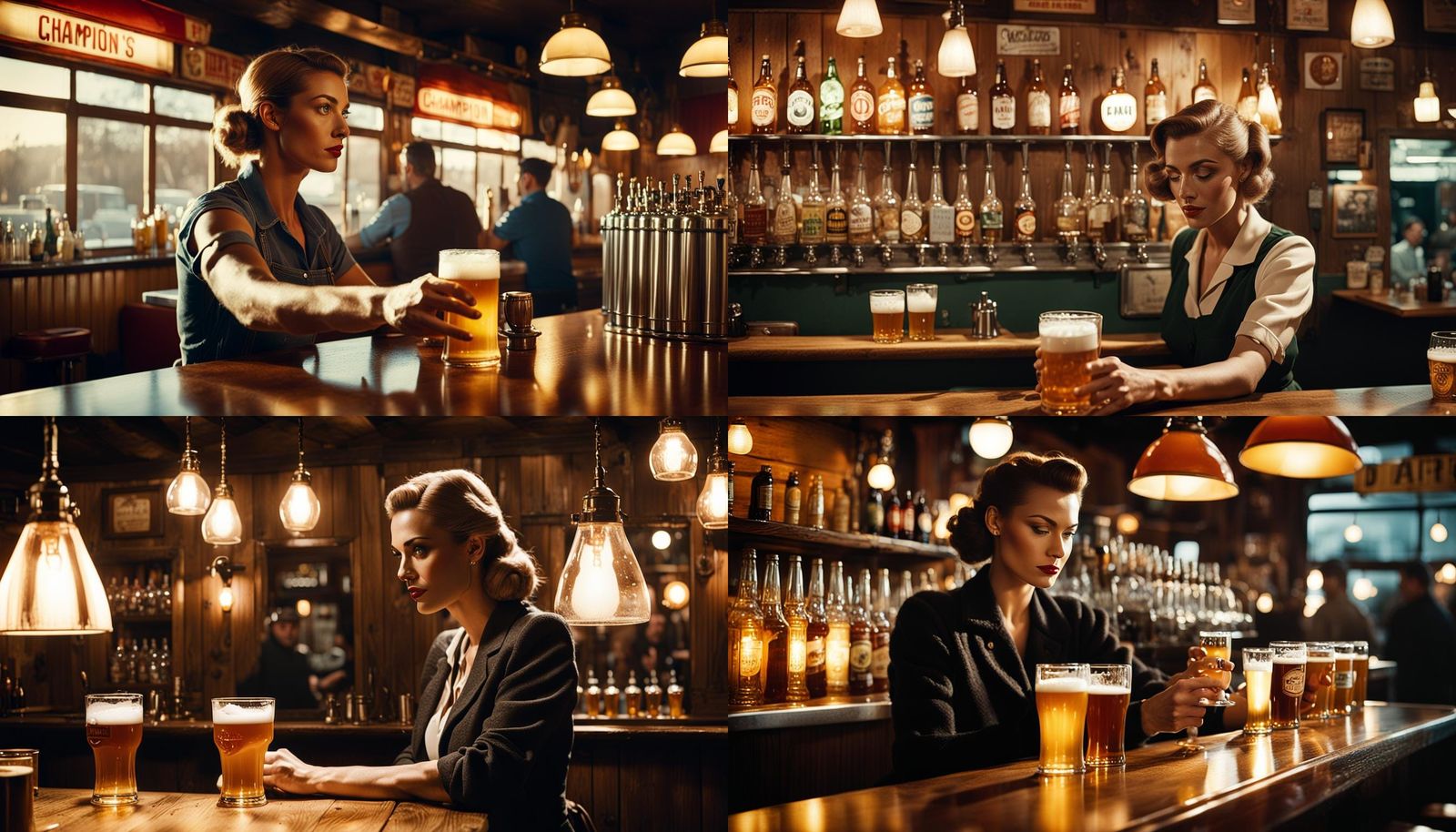 1950s Roadside Cafe Interior with Woman