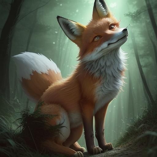 Fox in Headlights: A Dark Fantasy Scene