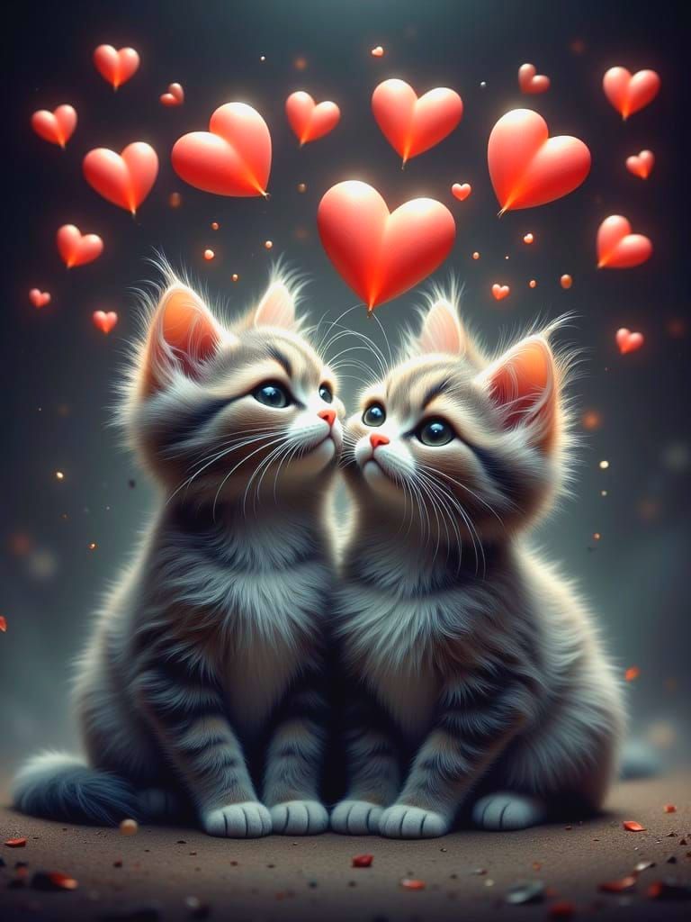 Cute Cats in Dreamy Enchantment