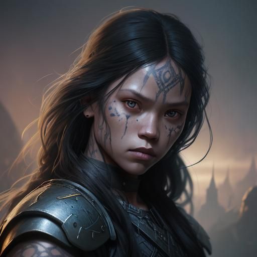 Gothic Viking Warrior: Detailed Digital Portrait