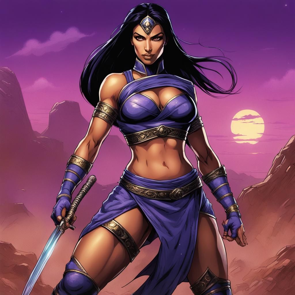 Kitana Cosplay in Jim Lee Comic Book Style