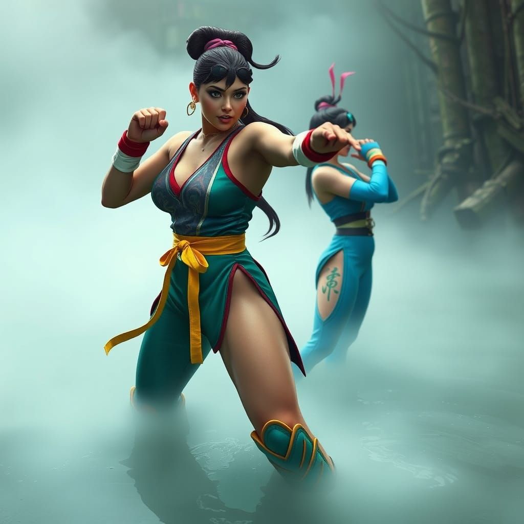 Intense Arena Battle in a Desert Landscape: Street Fighter L...