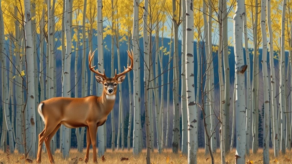 Majestic Deer in Golden Aspen Forest