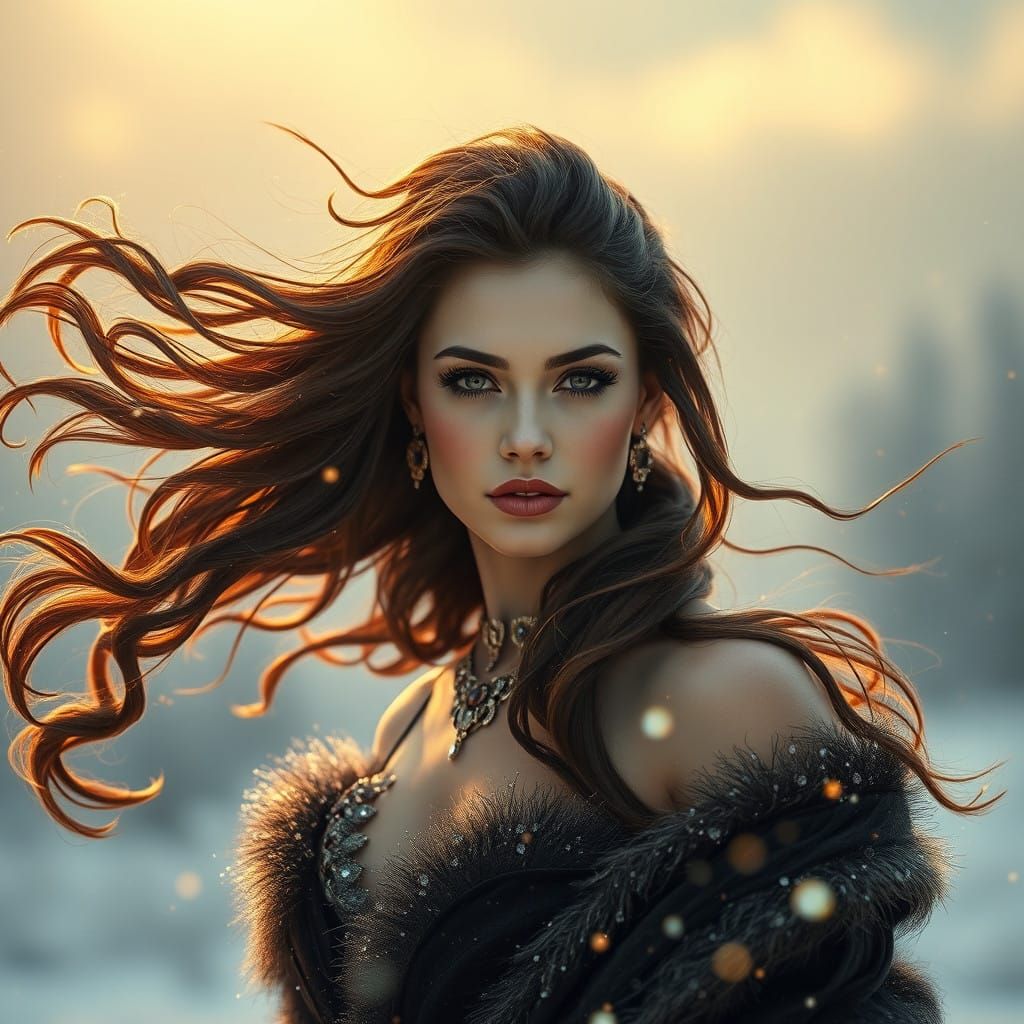 Elegant Woman in Winter Wonderland