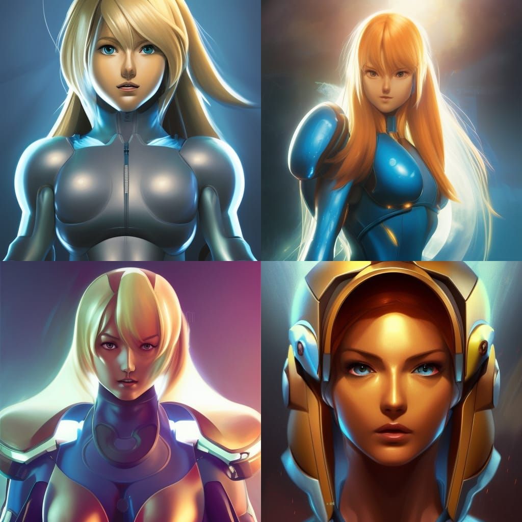 Zero Suit Samus Portrait in Art Nouveau Style