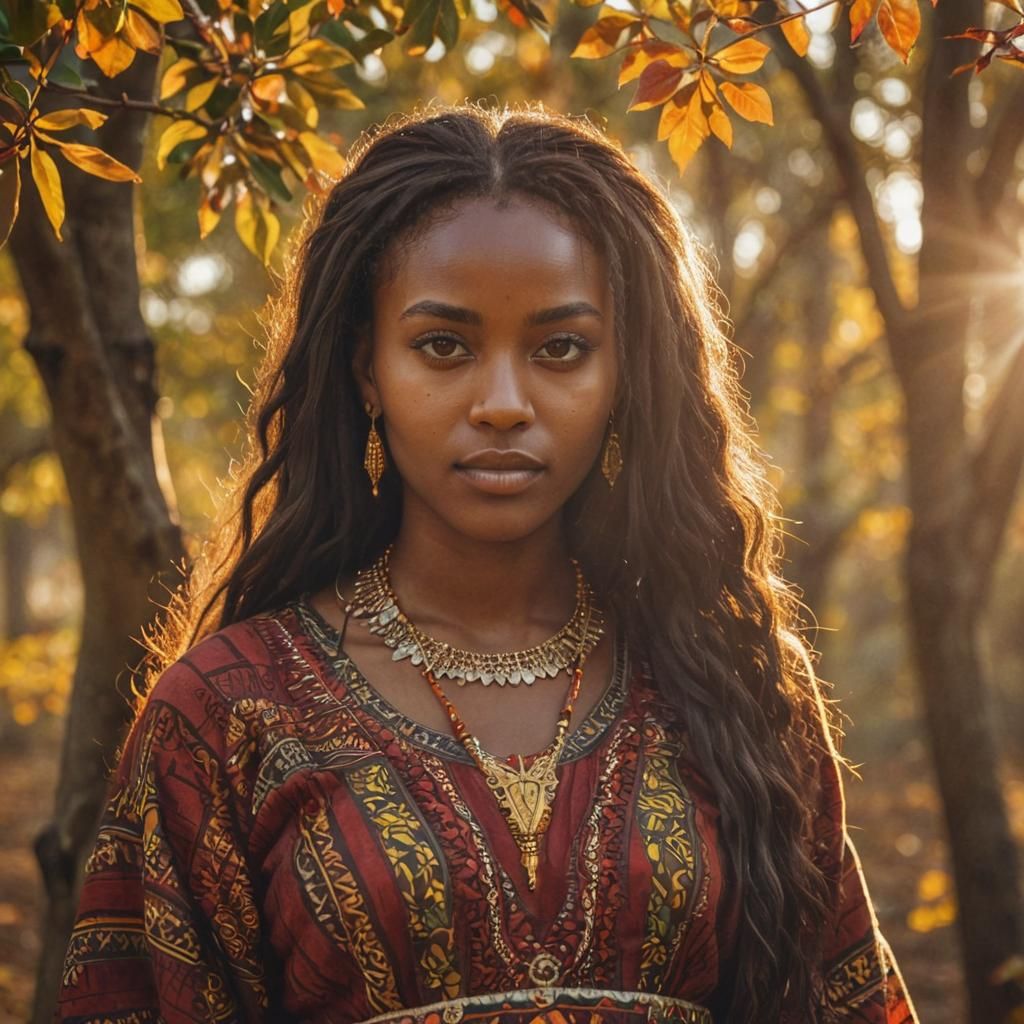 Ethiopian Woman in Autumnal Portrait